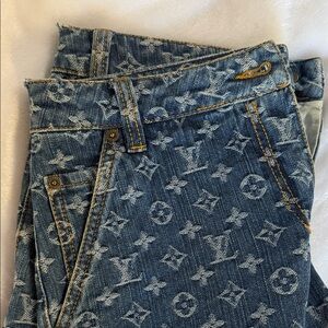 Louis Vuitton Blue Monogram Jean Shorts